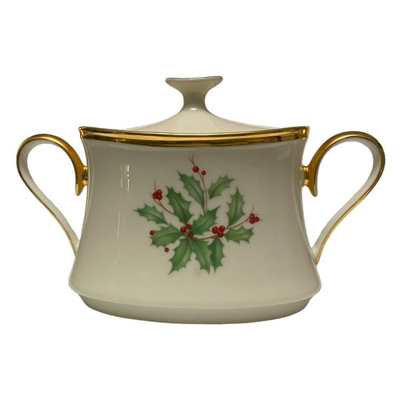 Sugar Bowl and Lid Holiday Dimension By Lenox - Picture 1 of 11